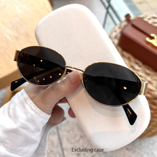 2-Classic Oval Metal Sunglasses